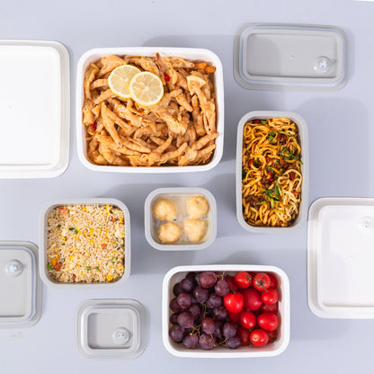 Locaupin Airtight Silicone Sealing Lid Food Container Kitchen Leftover Storage Bowls Preserve Freshness Office School Lunch Box
