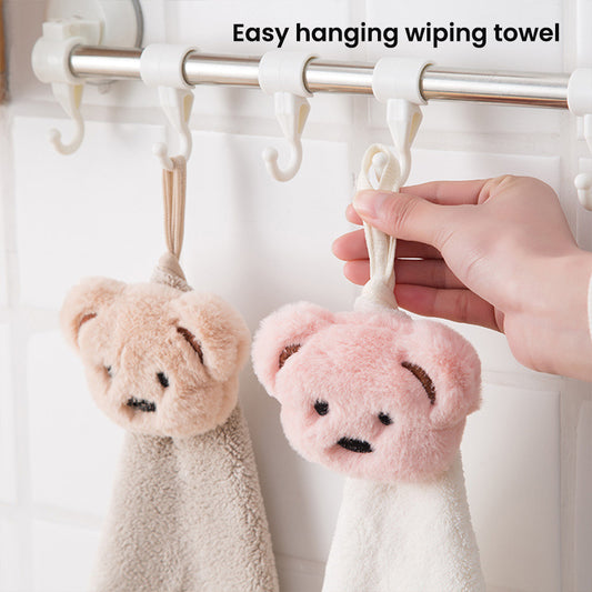 Locaupin Absorbent Quick Drying Soft Convenient Hanging Wash Hand Towel Dish Cloth with Rope For Bathroom Kitchen Accessories