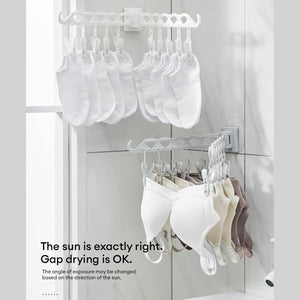 Locaupin Wall Mounted Clothes Drying Rack with Foldable Swing Arm for Socks Towels Undergarment Display Hanger Clips