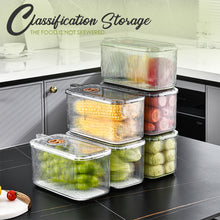 Load image into Gallery viewer, Locaupin Refrigerator Storage Fruit Vegetable Fresh Keeper Meat Container with Handle Easy Open Lid Fridge Organizer Bin Drain Board
