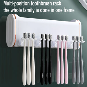 Locaupin Bathroom Organizer Wall Mounted Toothbrush Holder Cup Space Saving Multifunctional Toothpaste Comb Shampoo Storage Shelf