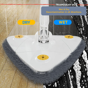 Locaupin 360° Rotatable Triangle Floor Mop Ceiling Dust Cleaning Wipe Wet Dry Wall Tiles Glass Automatic Water Squeezing