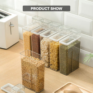 Locaupin Transparent Dry Food Storage Dispenser Cereal Grain Kitchen Organizer Multipurpose Plastic Jar Airtight Container