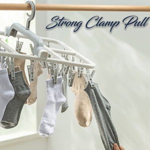 Locaupin Laundry Portable 12 Clips Folding Clothes Hanger Rotating Hook Socks Towel Undergarment Drying Rack