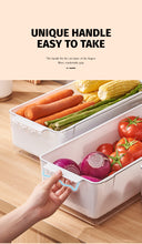 Load image into Gallery viewer, Locaupin White Rectangular Fridge Organizer Removable Drain Tray Countertop Pantry Food Storage Fruit Vegetable Container
