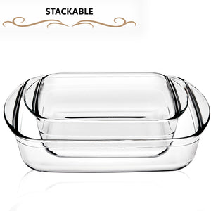 Locaupin Square Shaped Baking Plate Borosilicate Glass Bakeware Oven Safe Loaf Pan Cooking Dish Snack Food Container