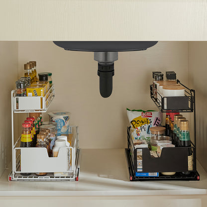 Locaupin Kitchen Rack Storage Cabinet Replacement Pull-out and Pull-in Drawer Organizer Seasoning Rack Save Space