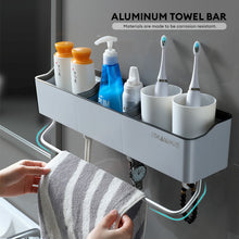 Load image into Gallery viewer, Locaupin Hanging Bathroom Shelf Wall Mounted Storage with Compartment Self Draining Tray Towel Rack Toiletries Holder
