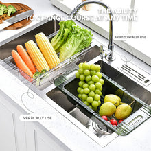 Load image into Gallery viewer, Locaupin Retractable Over The Sink Dish Drying Rack Free Size Drainer Washing Fruits Vegetables Container Multipurpose Strainer Basket
