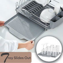Load image into Gallery viewer, Locaupin Kitchen Sink Organizer Plate Cup Dish Drying Rack Removable Drain Tray Board with Utensil Cutlery Holder
