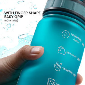 Locaupin Frosted Sports Water Bottle with Motivational Time Marker Tumbler Portable Wrist Strap Fitness Gym Office Outdoor