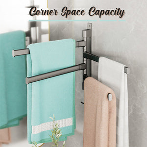 Locaupin Space Saving Bathroom Rotating Towel Rack Holder Swing Arm Hanger Closet Organizer Hanging Clothes Pole Hook