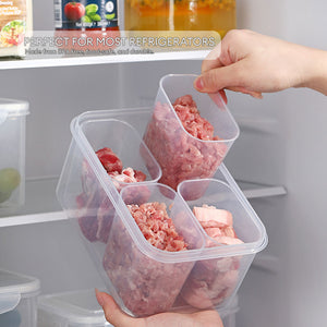 Locaupin Airtight Locking Lid Removable 4 Inner Compartment Fridge Organizer Food Storage Container Preserve Meat Fruits Vegetable Keeper
