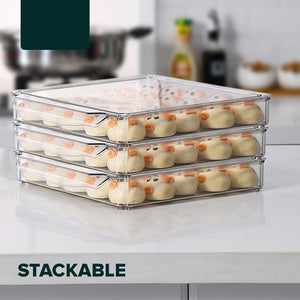 Locaupin Stackable Food Storage Fridge Container Pantry Cabinet Keeper Kitchen Refrigerator Organizer Bin With Lid
