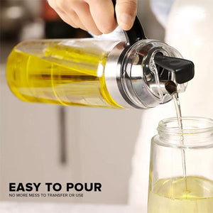 Locaupin 550ml Borosilicate Glass Bottle Kitchen Condiments Oil Dispenser with Handle Easy Refill Measuring Jar Container