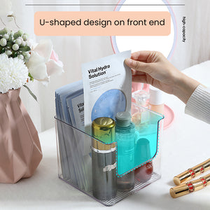Locaupin Transparent Storage Organizer Cosmetic Container Box Wardrobe Cabinet Sorting Multifunctional Basket Bin For Bedroom Accessories (PET Plastic)