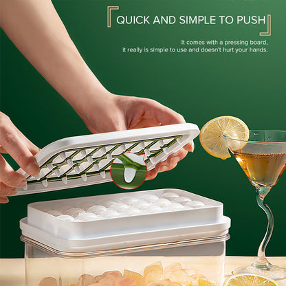 Locaupin Easy Release Ice Cube Molder Tray Bin Freezer Container Bucket with Scoop For Chilling Whiskey Cocktails Making Cold Drinks