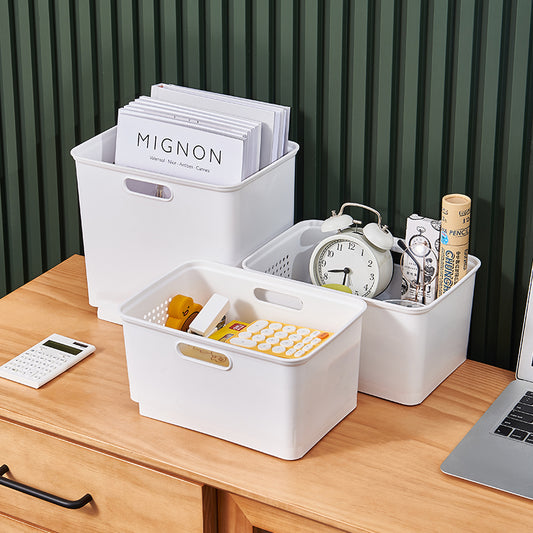 Locaupin Multipurpose White Storage Box Organizer Bin Front Wheel Easy Transport Handle Closet Shelf Container with Lid