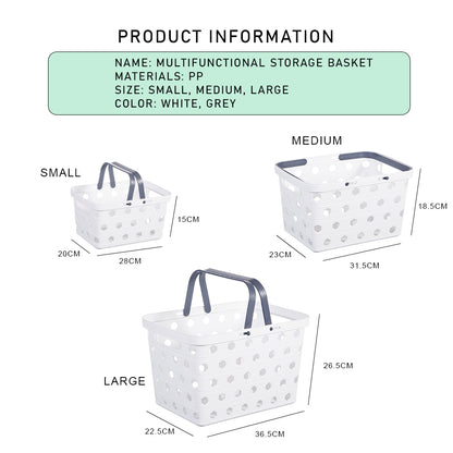 Locaupin Set of Basket with Handle Multipurpose Kitchen Storage Countertop Shelf Laundry Organizer