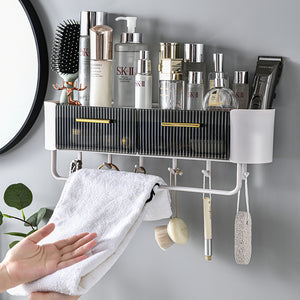 Locaupin Multi-functional Wall Mounted Storage Organizer Shelf Rack with Pull Out Drawer For Bathroom Kitchen