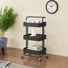Load image into Gallery viewer, 3-Tier All Metal Kitchen Utility Classic Trolley Cart Shelf Rack Organizer with Wheels and Handle
