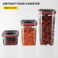 Load image into Gallery viewer, Locaupin Airtight Food Container with Easy Open and Lock Lid Dry Food Canister Cereal Candy Pasta Stackable Kitchen Pantry Transparent Organizer Storage (PET Plastic)
