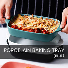 Load image into Gallery viewer, Locaupin Tableware Microwavable Oven Food Porcelain Baking Dish Pan Plate Casserole Rectangular Bakeware Double Handle Lasagna Pasta Cooking
