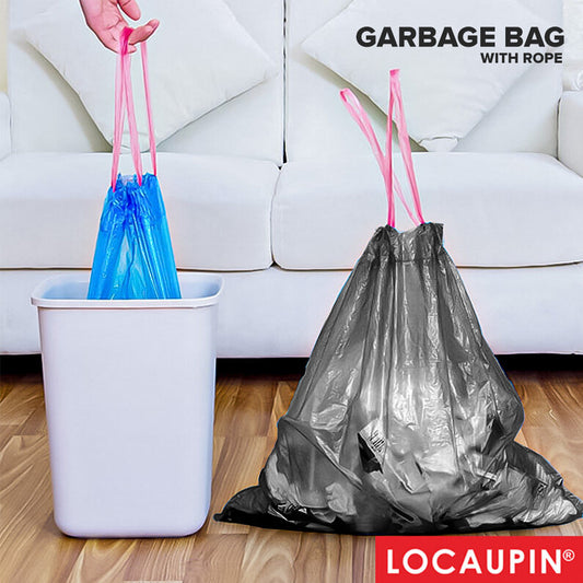 Locaupin Household Plastic Drawstring Trash Bag with Holder Recycling Wastebasket Garbage Can Liners