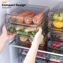 Load image into Gallery viewer, Locaupin Food Storage Double Layer Stackable Drawer Type Container Removable Drain Tray Refrigerator Fruit Vegetable Fridge Organizer Fresh Keeper Bin
