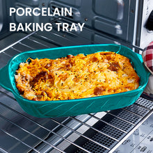 Load image into Gallery viewer, Locaupin Tableware Microwavable Oven Food Porcelain Baking Dish Pan Plate Casserole Rectangular Bakeware Double Handle Lasagna Pasta Cooking
