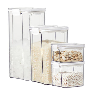 Locaupin Airtight Dry Food Container Jar Canister Cookies Cereal Pasta Candy Transparent Storage For Kitchen Pantry (PET Plastic)
