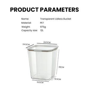 Locaupin Clear Plastic Recycling Waste Basket Trash Bin Square-Shaped Office Garbage Container For Kitchen Bathroom