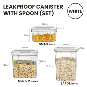 Locaupin Airtight Food Storage Container Leakproof Stackable Dry Cereal Jar Locking Lid Canister with Spoon Kitchen Pantry Organizer