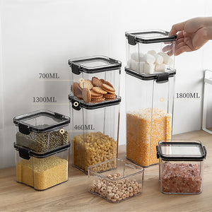 Locaupin Airtight Dry Food Container Jar Canister Cookies Cereal Pasta Candy Transparent Storage For Kitchen Pantry (PET Plastic)