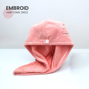Locaupin Embroidered Design Absorbent Fast Drying Hair Cap Soft Shower Towel Bath Cloth Headband Turban Wrap For Women