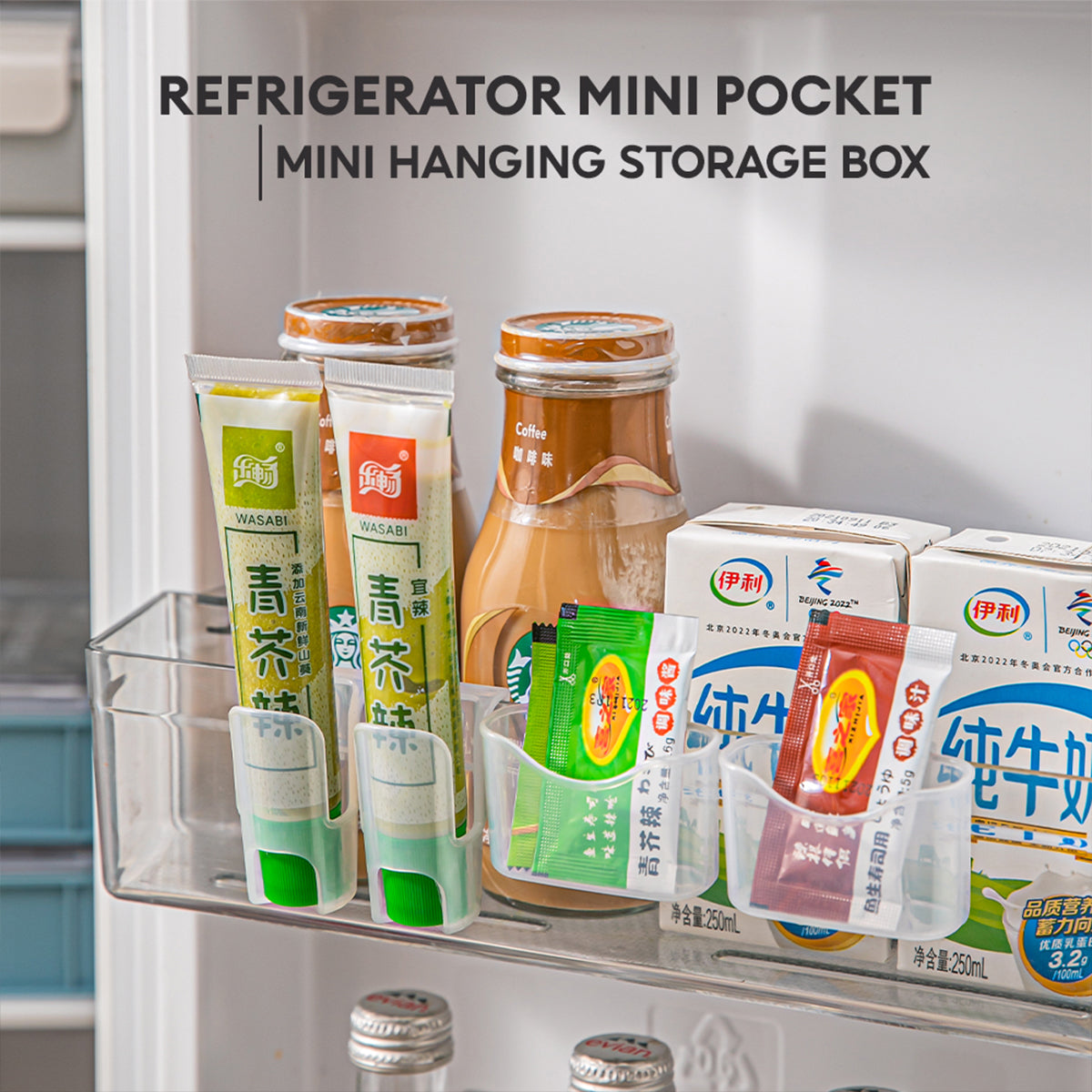 2pcs/set Japanese Style Refrigerator Storage Box, Drawer Type Fridge Side  Door Hanging Storage Bin, Kitchen Egg Tray Food Freezing Container