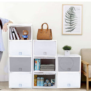 4 Tier PP Plastic Wardrobe Storage Cabinet Shelf Organizer