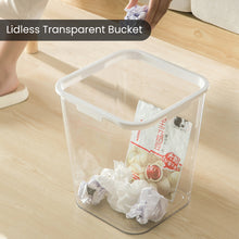 Load image into Gallery viewer, Locaupin Clear Plastic Recycling Waste Basket Trash Bin Square-Shaped Office Garbage Container For Kitchen Bathroom
