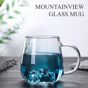 Locaupin Brosilicate Japanese Style Mountainview Glass Cooling Pitcher Mug Heat Resistant For Hot and Cold Tea Coffee Water