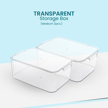 Load image into Gallery viewer, Locaupin PET Plastic Transparent Storage Box with Lid Pantry Wardrobe Kitchen Organizer Bin For Furniture Shelving in Office Closet (Medium)
