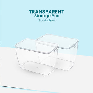 Locaupin PET Plastic Transparent Storage Box with Lid Pantry Wardrobe Kitchen Organizer Bin For Furniture Shelving in Office Closet (One Size)