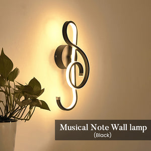 Locaupin Simple and Creative Led Musical Note Mounted Wall Lamp Sconce Indoor Lighting Living Room Decor  Bedside