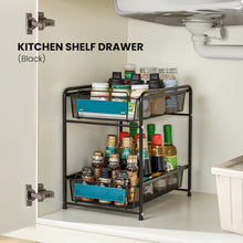 Load image into Gallery viewer, Locaupin Kitchen Rack Under the Sink Shelf Multi-functional Sliding Basket Drawer Double Layer Metal Coated Seasoning Organizer
