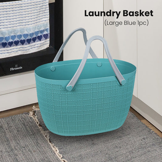 Locaupin Storage Basket Bag with Handle Japanese Style Toys Clothes Hamper Laundry Organizer Bin Multifunctional Indoor Outdoor Travel Use