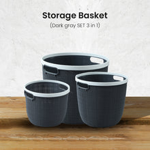 Load image into Gallery viewer, Locaupin 3in1 Japanese Style Hand Held Clothes Sundry Laundry Round Washing Basket Textured Design Plastic Storage Organizer For Toys Cosmetics
