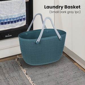 Locaupin Storage Basket Bag with Handle Japanese Style Toys Clothes Hamper Laundry Organizer Bin Multifunctional Indoor Outdoor Travel Use