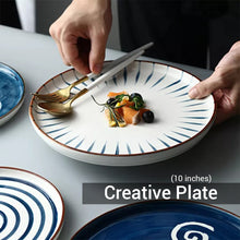 Load image into Gallery viewer, Locaupin Porcelain Dinnerware Japanese Style Round Serving Dinner Plate, Tableware Dessert for Steak Pizza Pasta Salad
