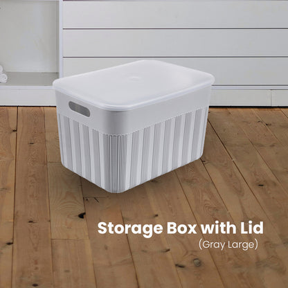 Locaupin Decorative Minimalist Wardrobe Storage Box with Cover Multifunctional Underwear Clothes Toys Books Cabinet Bedroom Organizer (Large)