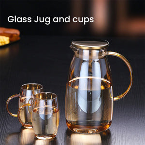 Locaupin Glass Pitcher and Mug Large Capacity Teapot Heat-Resistant For Hot and Cold Beverage Tea Coffee Juice Jug Kettle