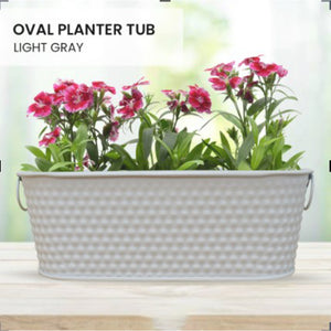 Locaupin Home Gardening Galvanized Metal Farmhouse Oval Bucket Design Planter Tub Flower Pot Container Indoor Outdoor